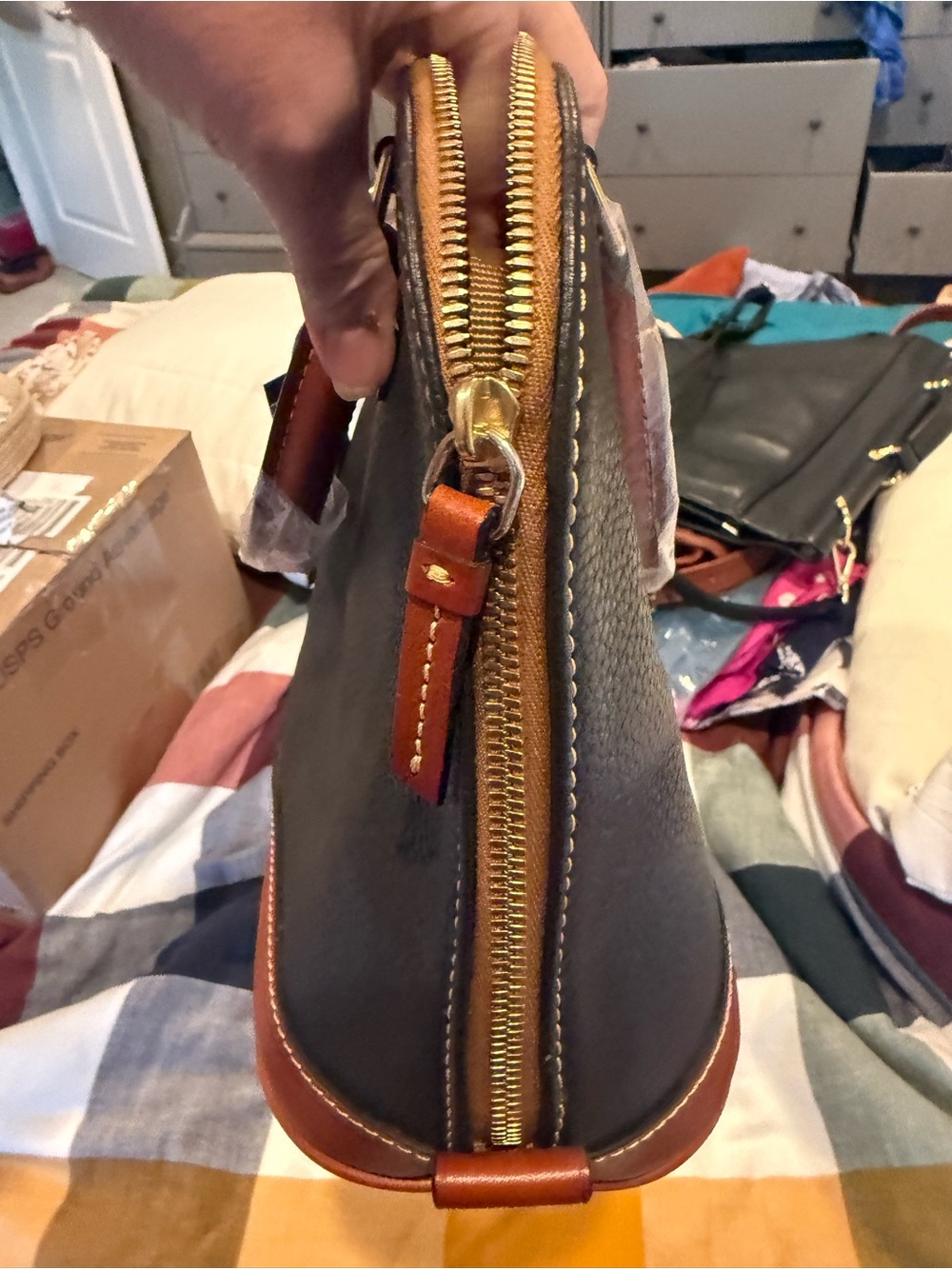 Dooney & Bourke Dark Brown Zip Zip satchel Pebble Leather.  NWT - Picture 8 of 9